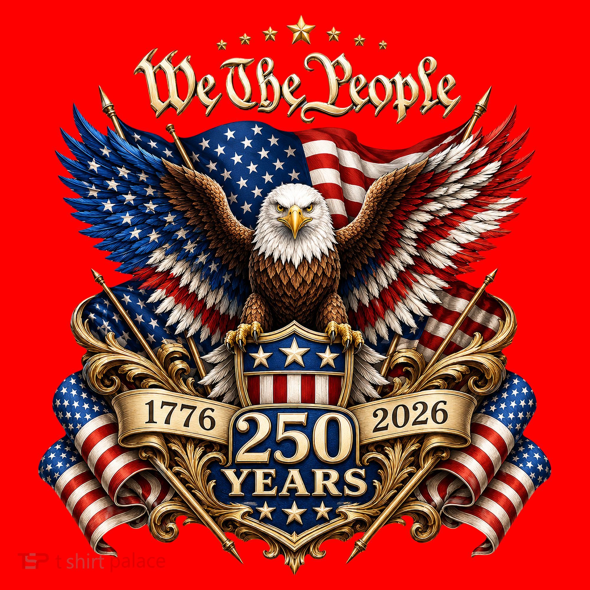 We The People Patriotic 250th Anniversary Eagle 1776-2026 Santa Hat