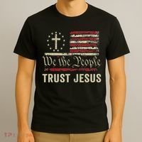 We The People Trust Jesus Usa Flag Christian Patriotic T-Shirt thumb 3
