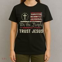 We The People Trust Jesus Usa Flag Christian Patriotic T-Shirt thumb 4