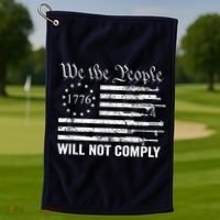 We The People Will Not Comply Funny USA Patriotic Gun Flag Golf Towel thumb 1