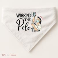 Working The Pole Funny Er Nurse Life Emergency Room Nursing Gift USA-Made Doggie Bandana thumb 0