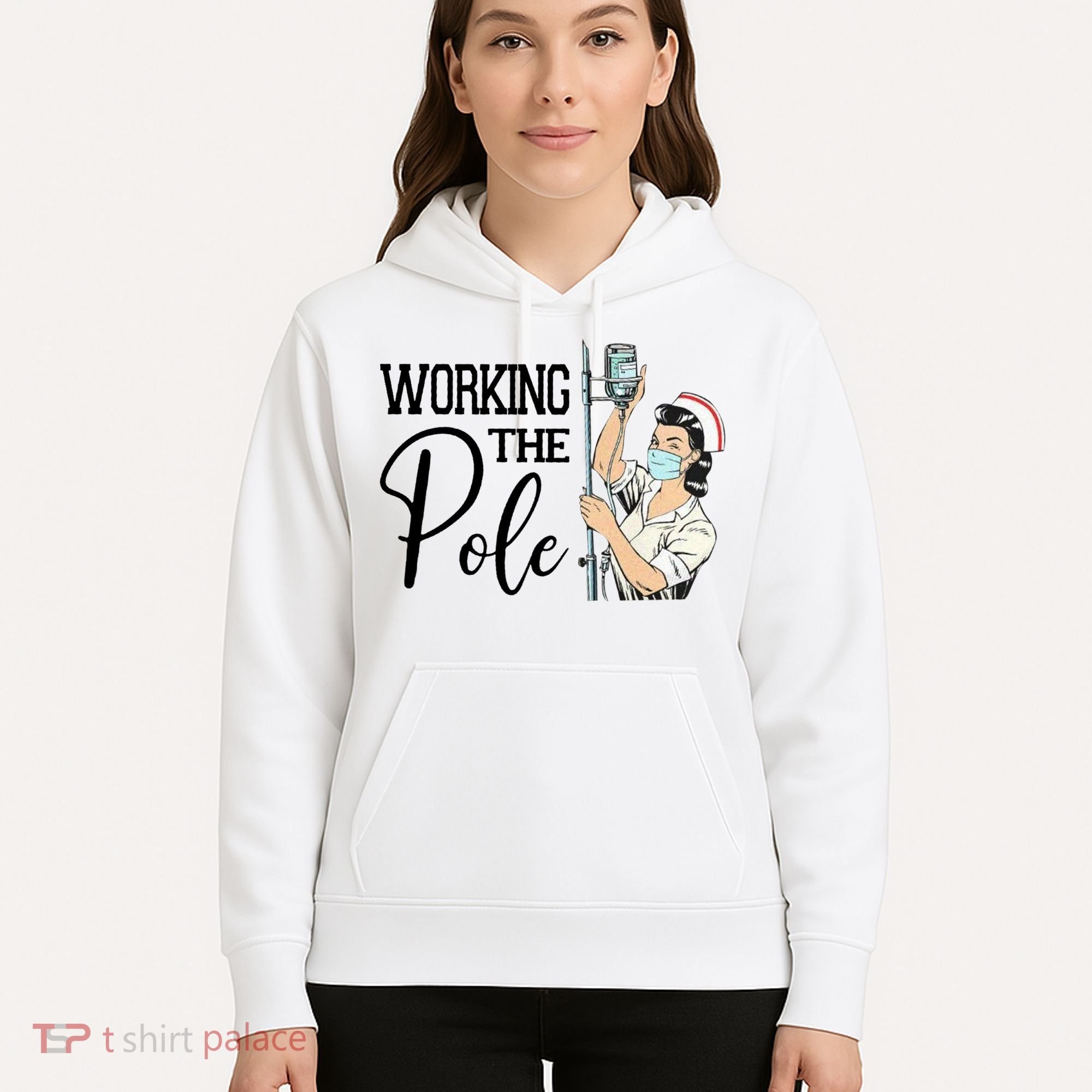 Working The Pole Funny Er Nurse Life Emergency Room Nursing Gift Hoodie