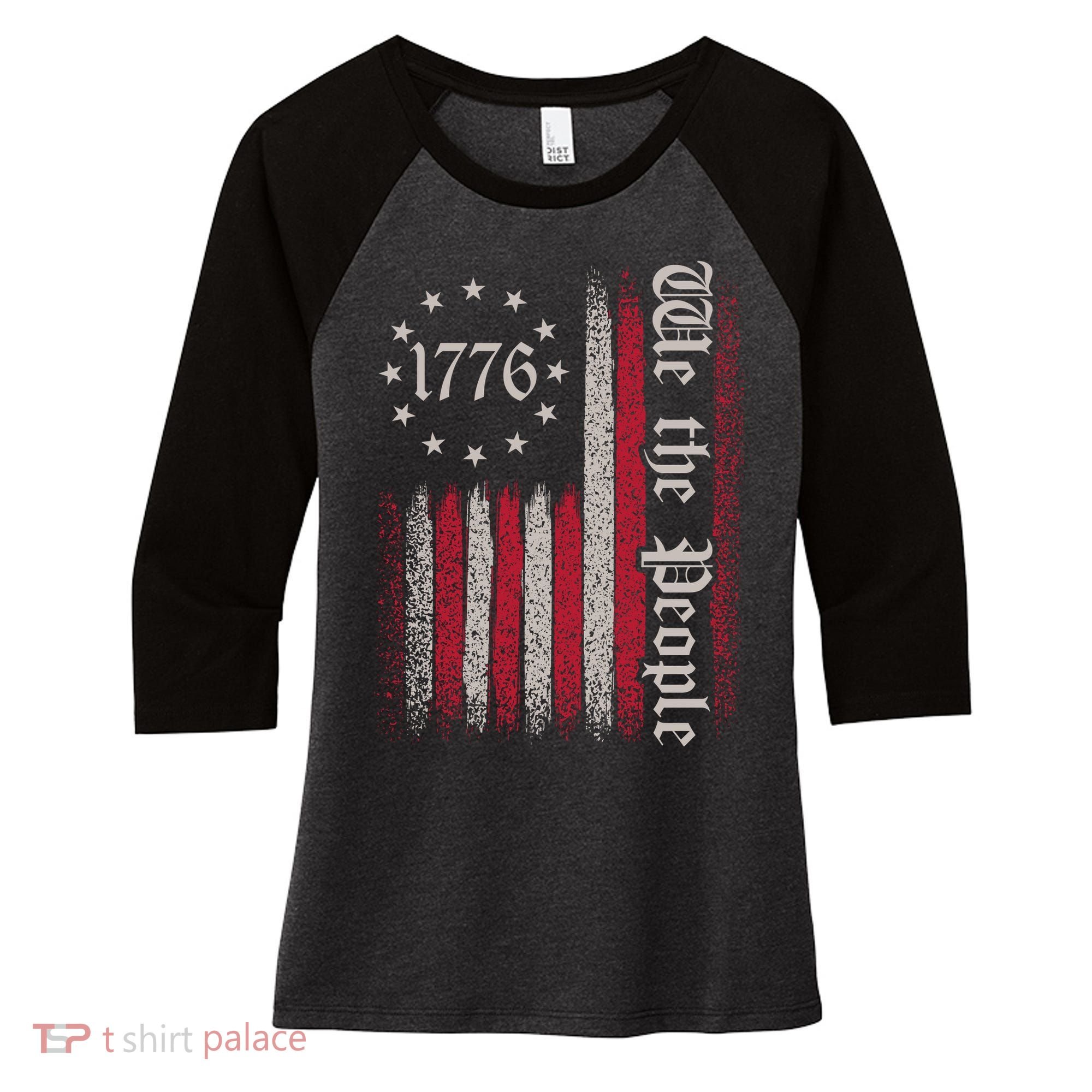 We The People 1776 Spark Women's Tri-Blend 3/4-Sleeve Raglan Shirt