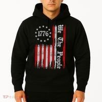We The People 1776 Distressed Usa American Flag Hoodie thumb 2