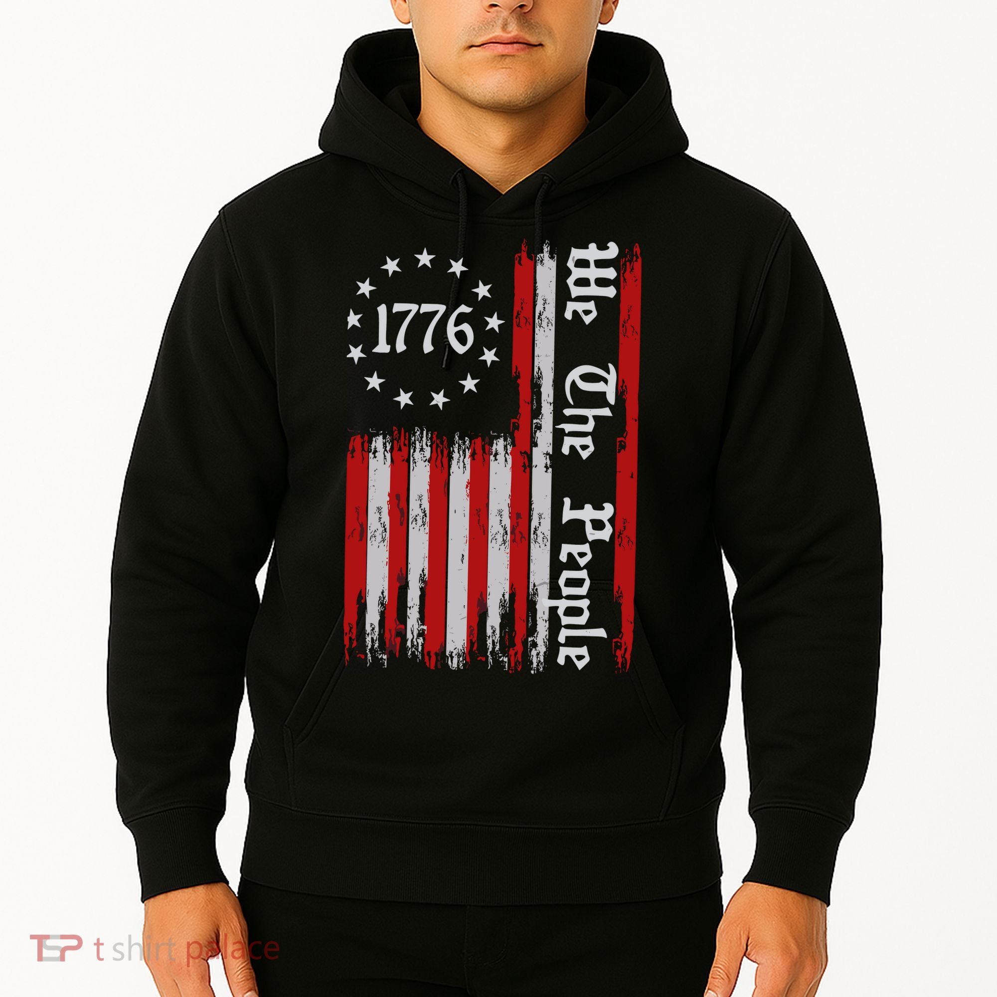 We The People 1776 Distressed Usa American Flag Hoodie