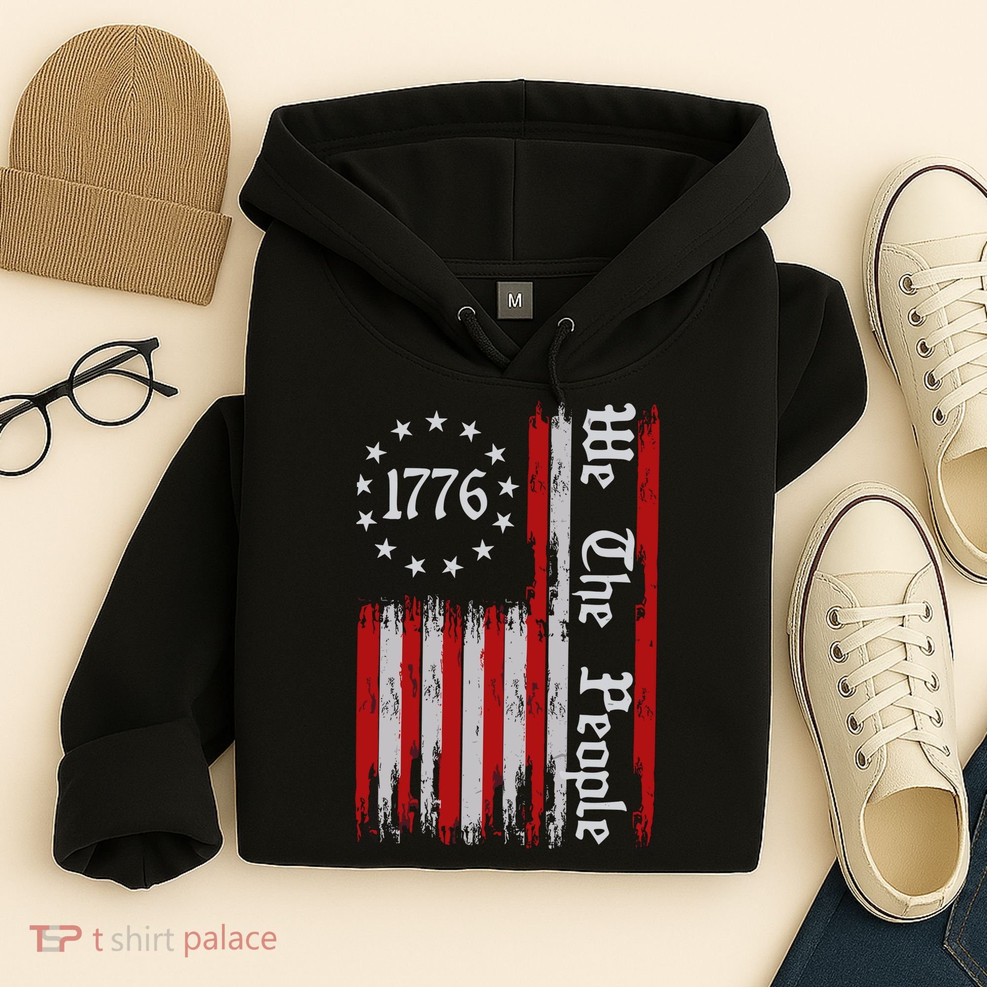 We The People 1776 Distressed Usa American Flag Hoodie