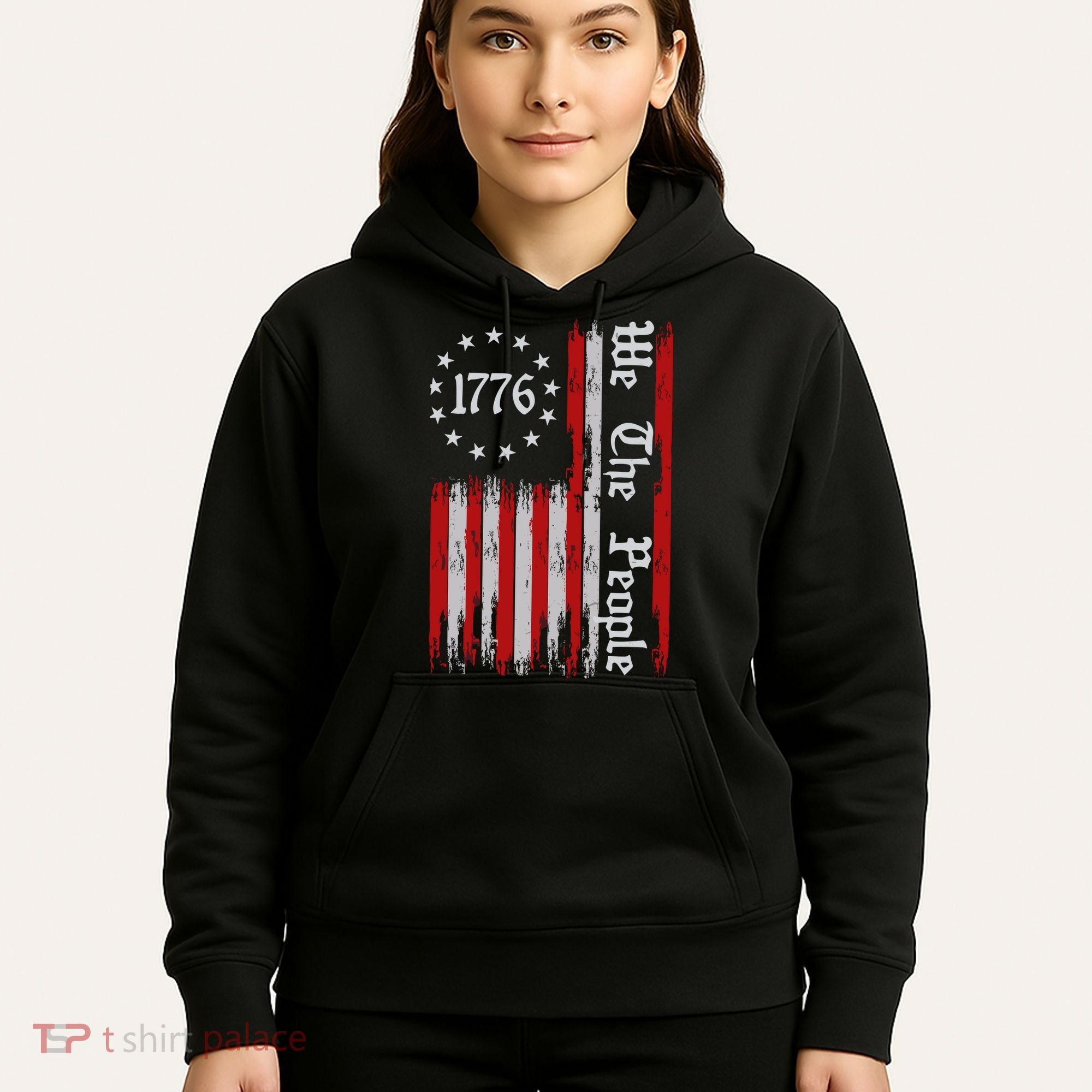 We The People 1776 Distressed Usa American Flag Hoodie