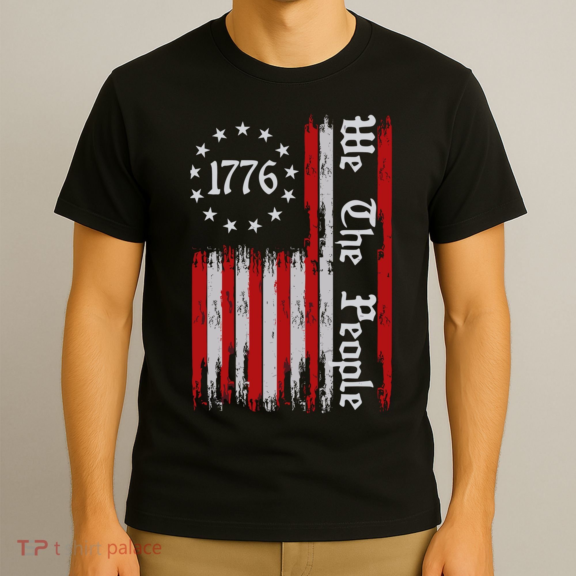 We The People 1776 Distressed Usa American Flag T-Shirt
