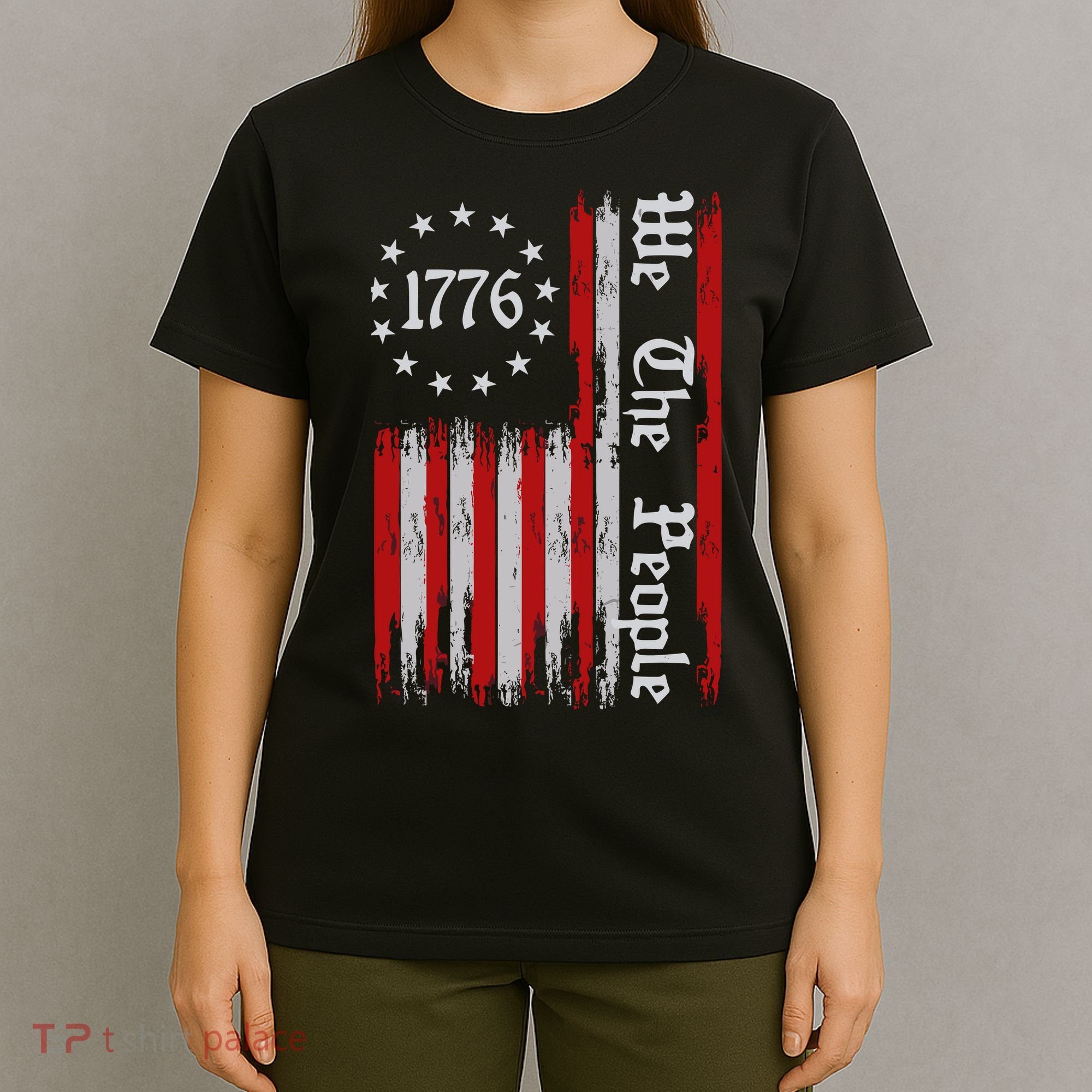 We The People 1776 Distressed Usa American Flag T-Shirt