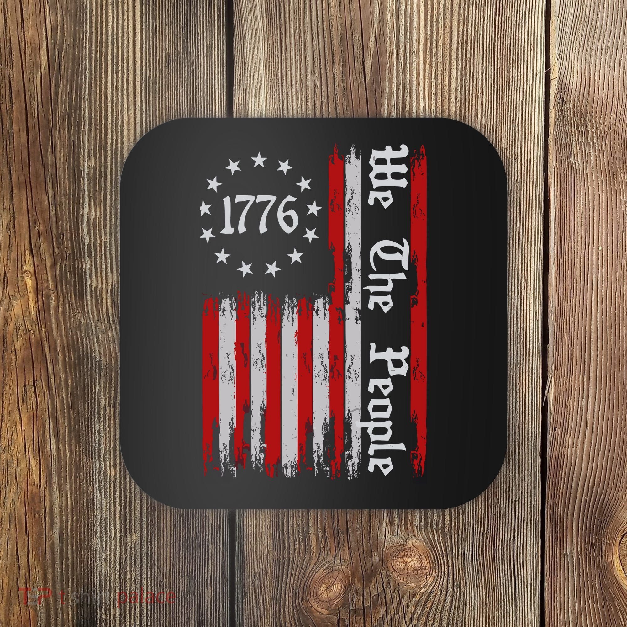We The People 1776 Distressed Usa American Flag Coaster