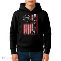 We The People 1776 Distressed Usa American Flag Kids Hoodie thumb 4
