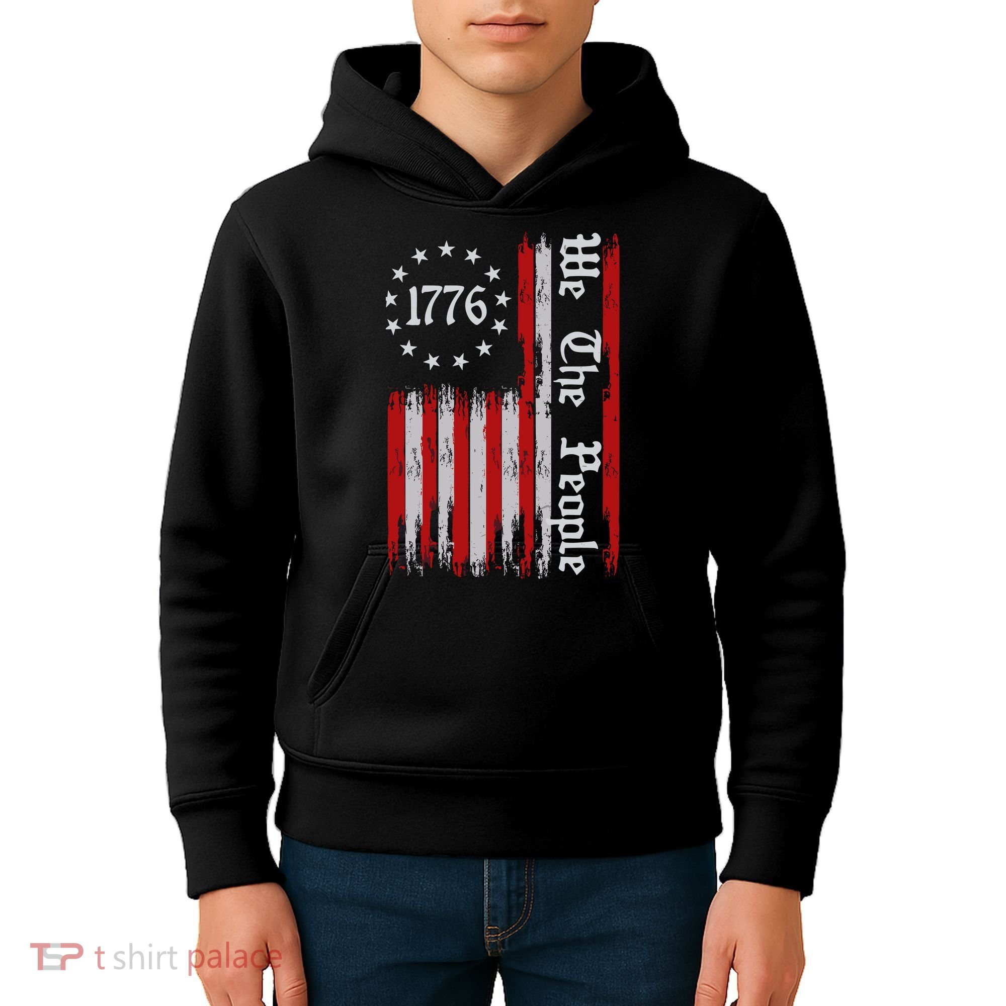 We The People 1776 Distressed Usa American Flag Kids Hoodie