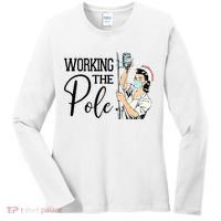 Working The Pole Funny ER Nurse Life Emergency Room Nursing Women's Long Sleeve Shirt thumb 0