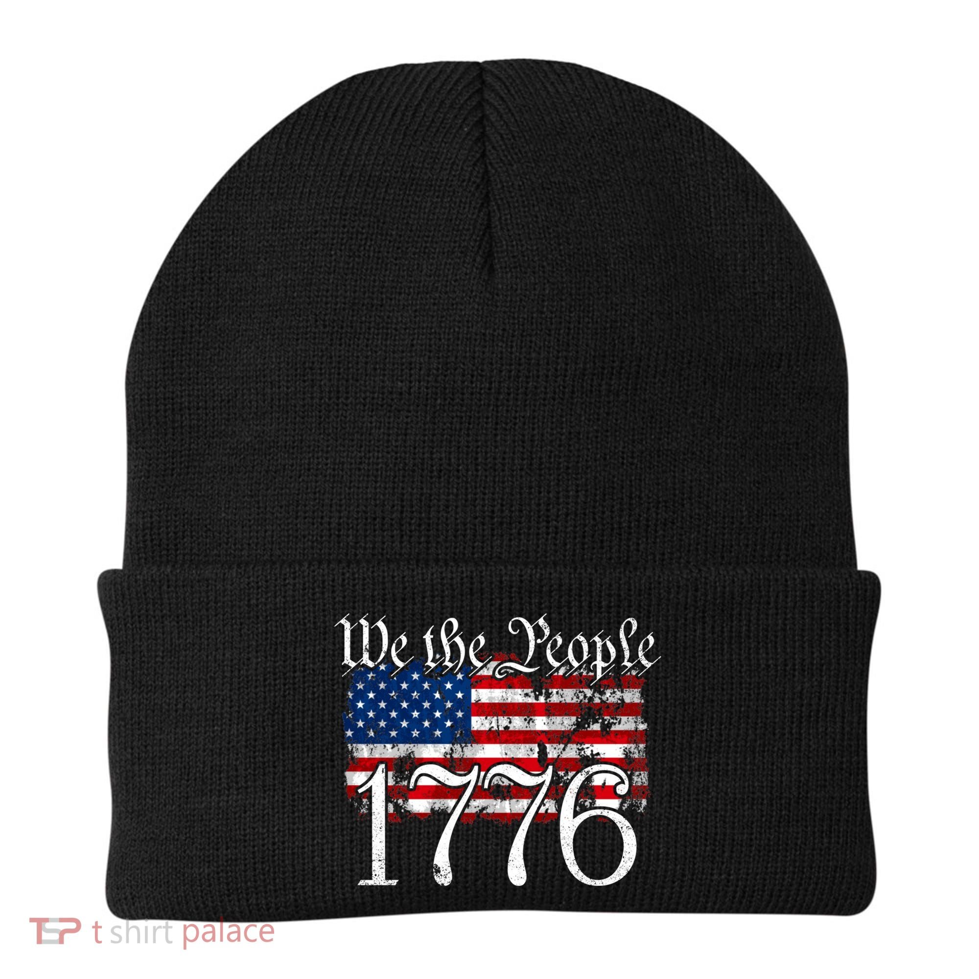 We The People 1776 U S Constitution Freedom American Flag Gift Beanie