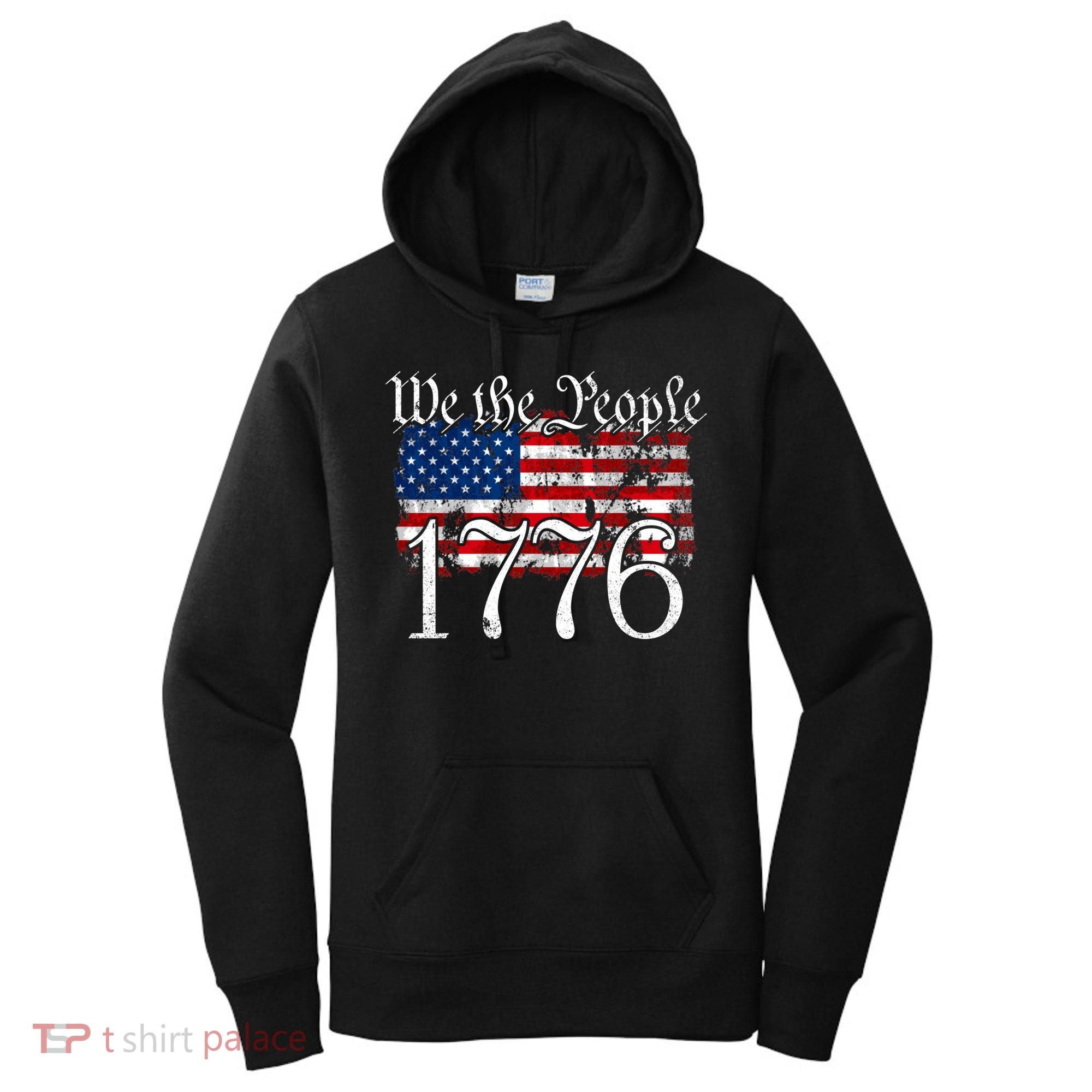 We The People 1776 U S Constitution Freedom American Flag Gift Women's Hoodie