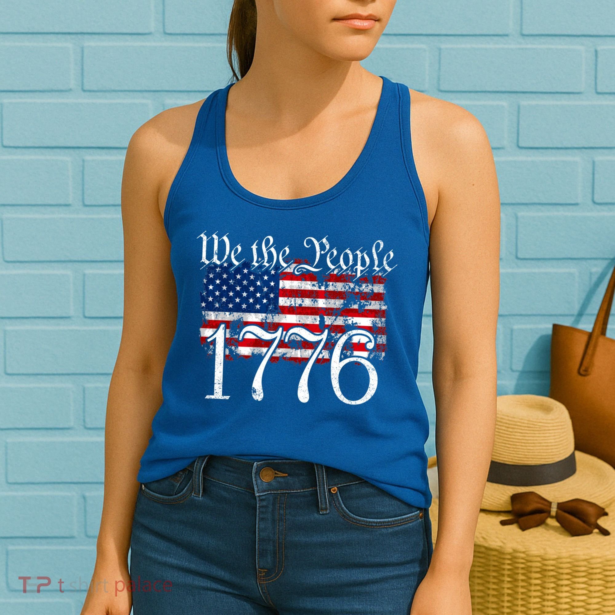 We The People 1776 U S Constitution Freedom American Flag Gift Women's Tank Top