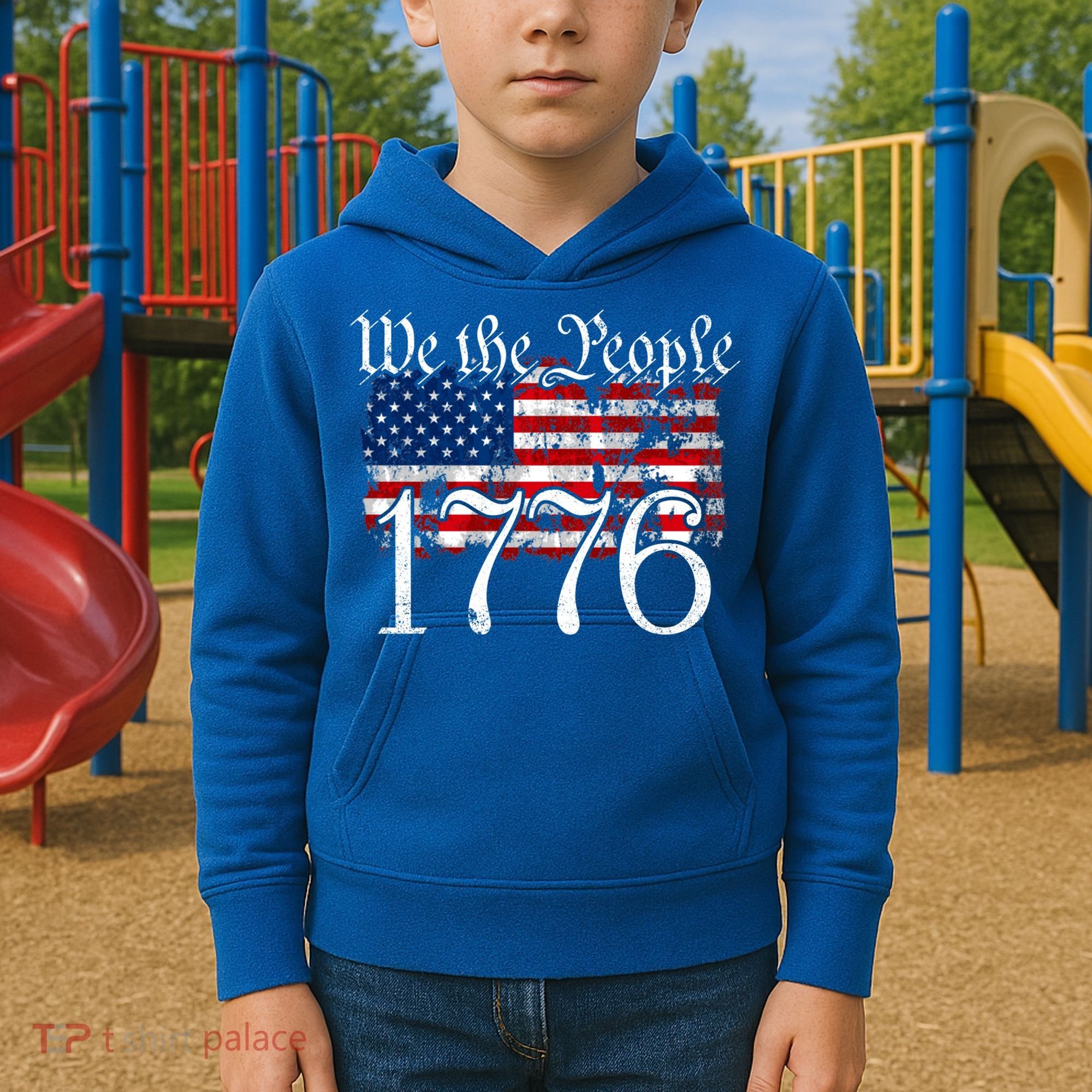 We The People 1776 U S Constitution Freedom American Flag Gift Kids Hoodie