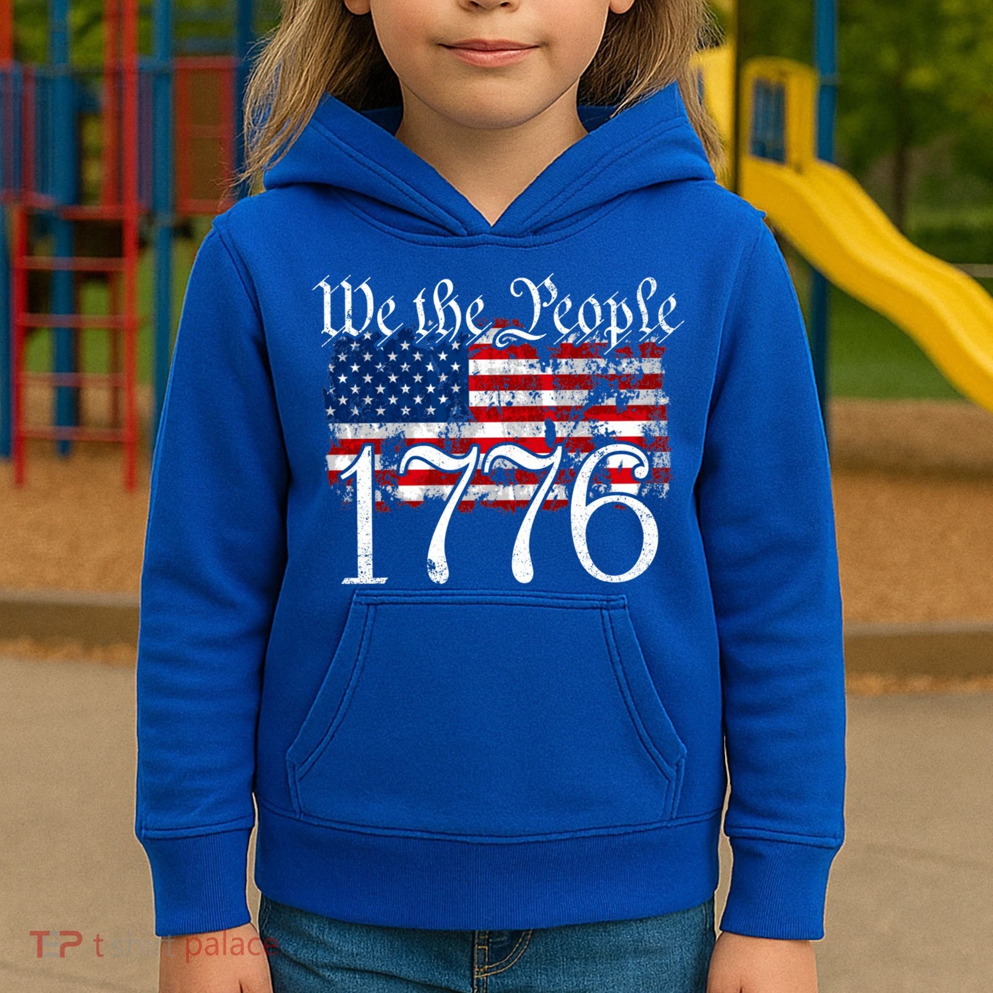 We The People 1776 U S Constitution Freedom American Flag Gift Kids Hoodie