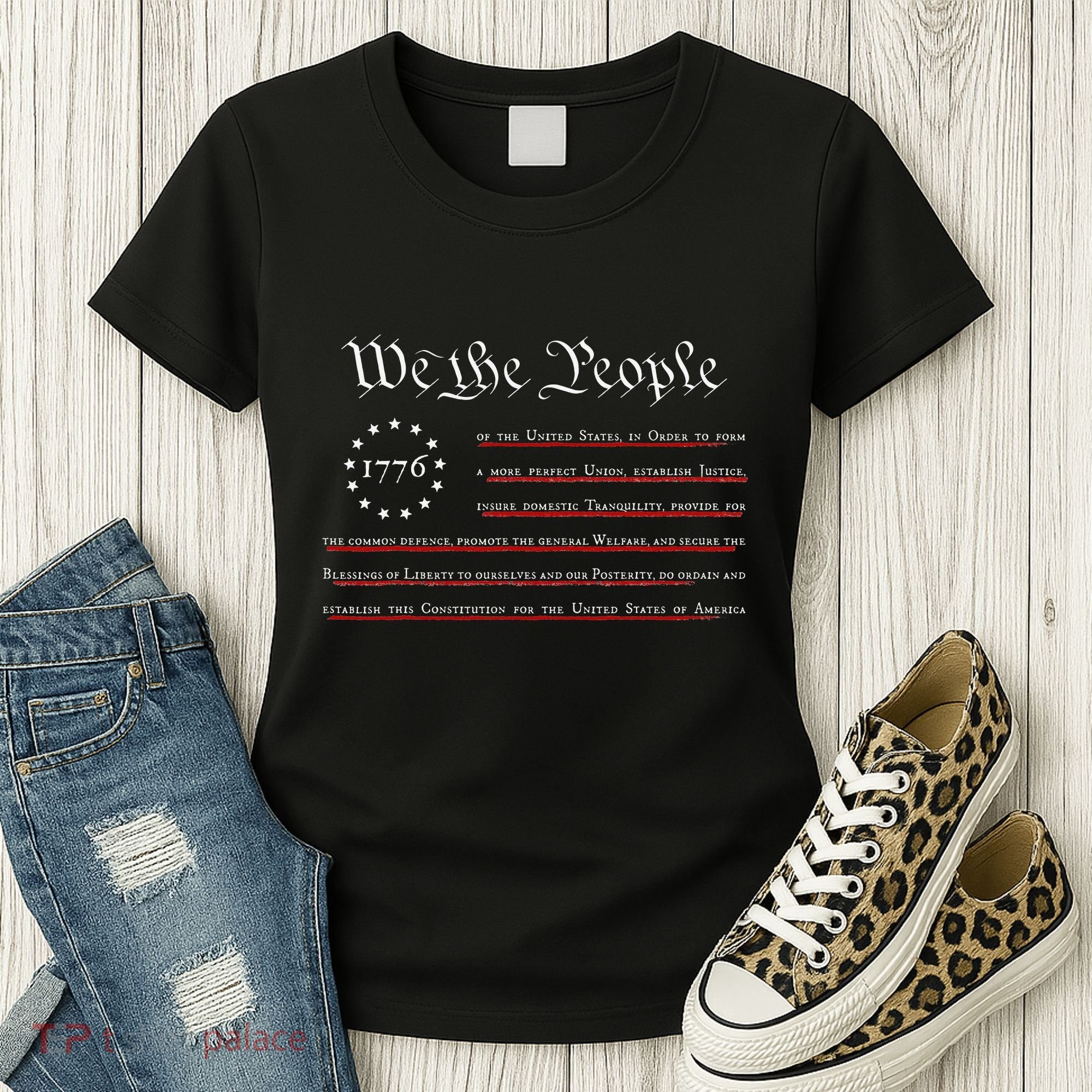 WE THE PEOPLE Preamble US Constitution 4th Of July 1776 Women's T-Shirt