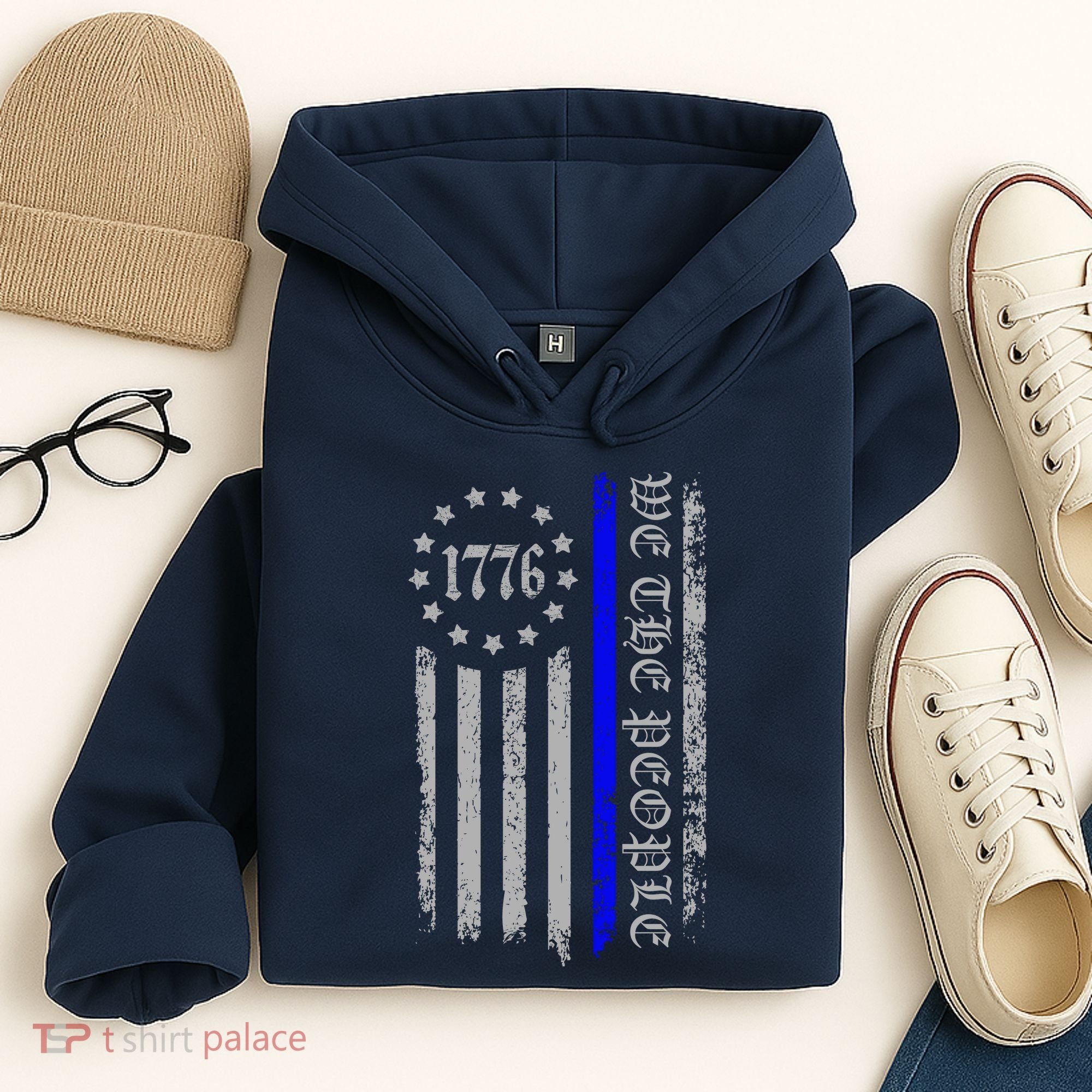 We The People Thin Blue Line Betsy Rose 1776 Hoodie