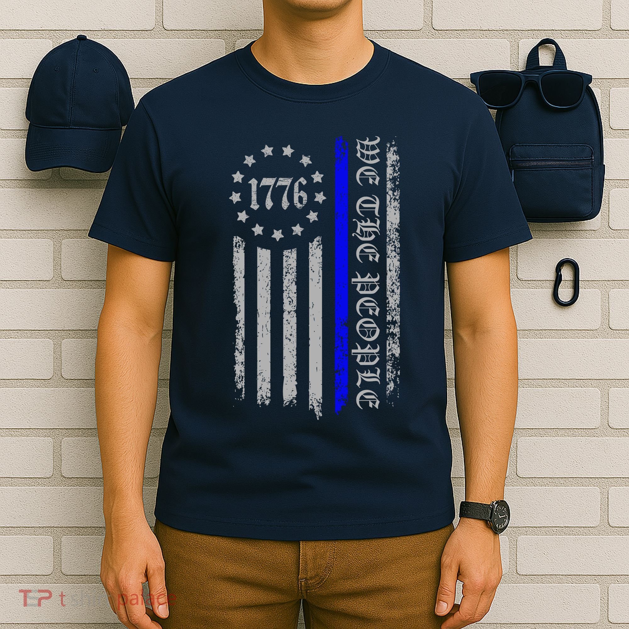 We The People Thin Blue Line Betsy Rose 1776 T-Shirt