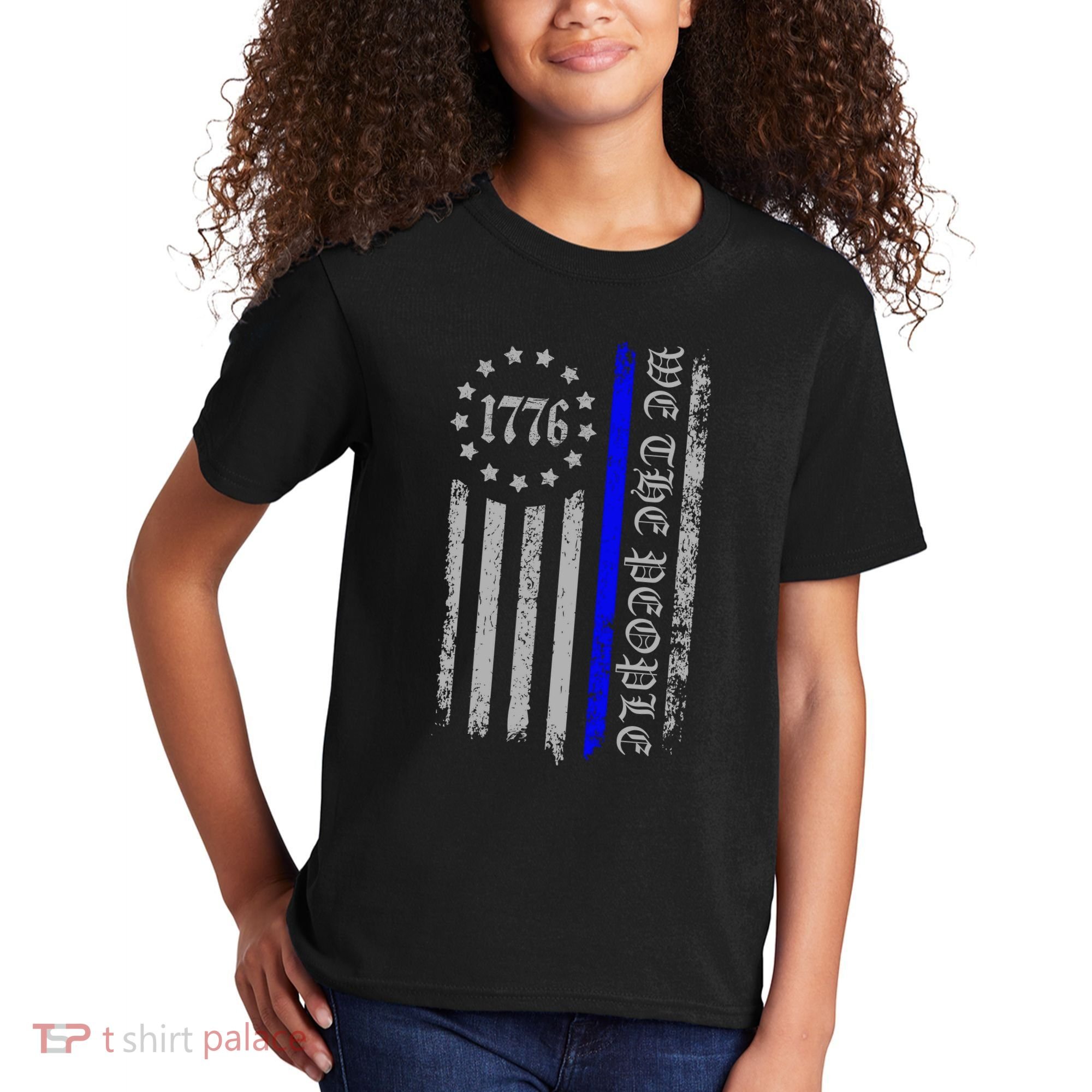 We The People Thin Blue Line Betsy Rose 1776 Kids T-Shirt