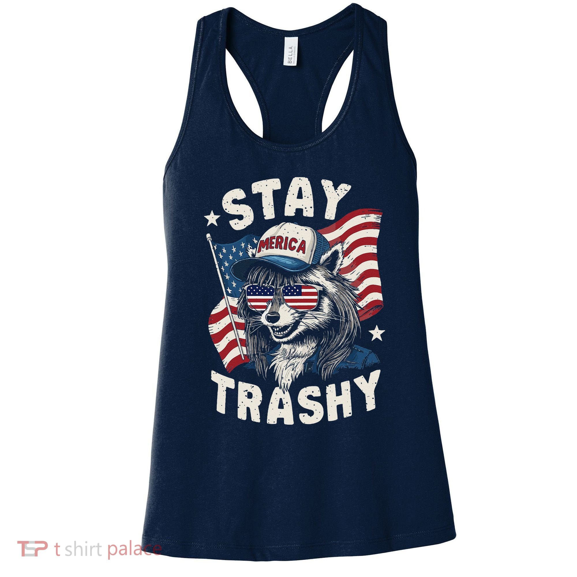 White Trash Party Attire Redneck Raccoon Stay Trashy Usa Women's Tank Top