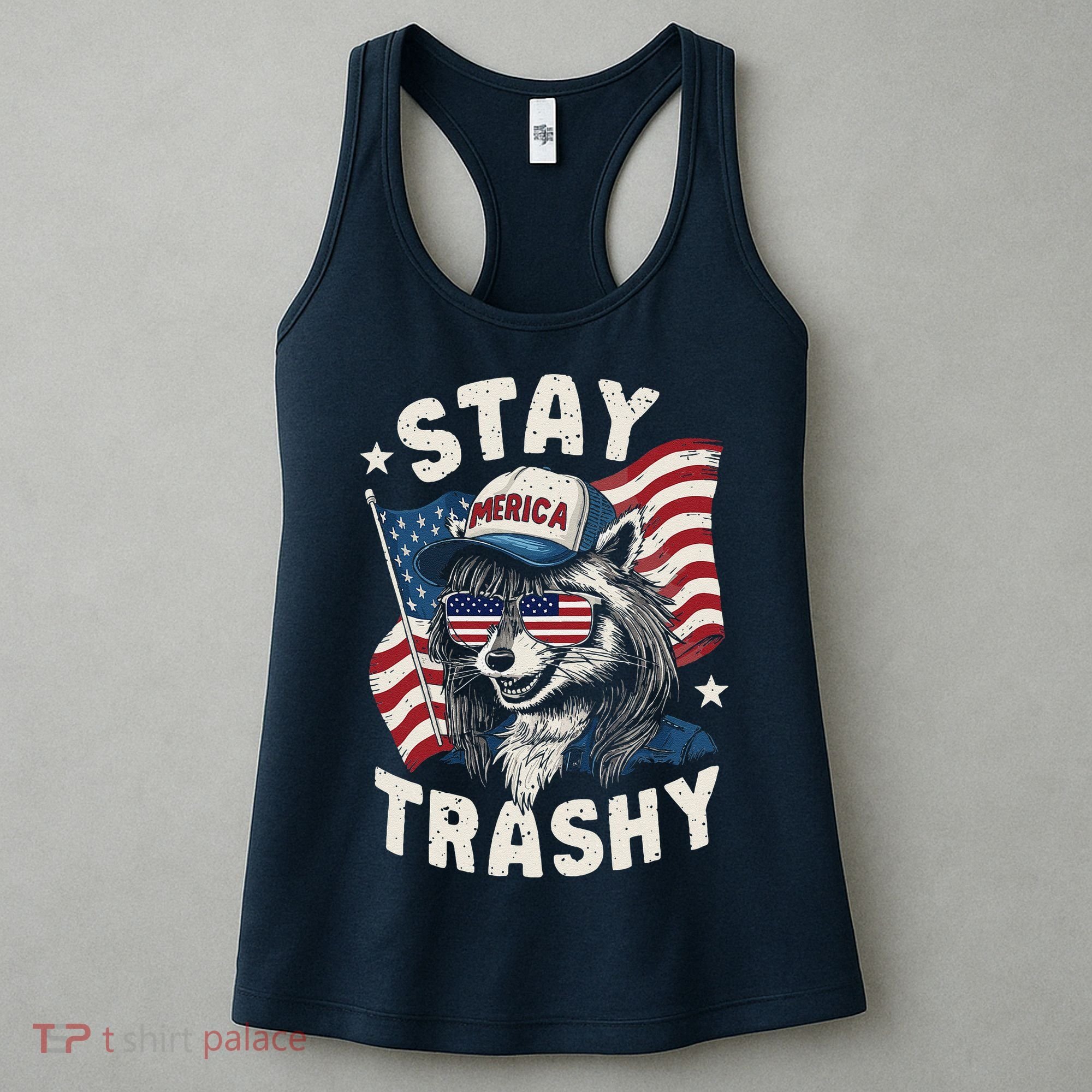 White Trash Party Attire Redneck Raccoon Stay Trashy Usa Women's Tank Top