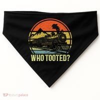 Who Tooted Railroad Trains Lover USA-Made Doggie Bandana thumb 0