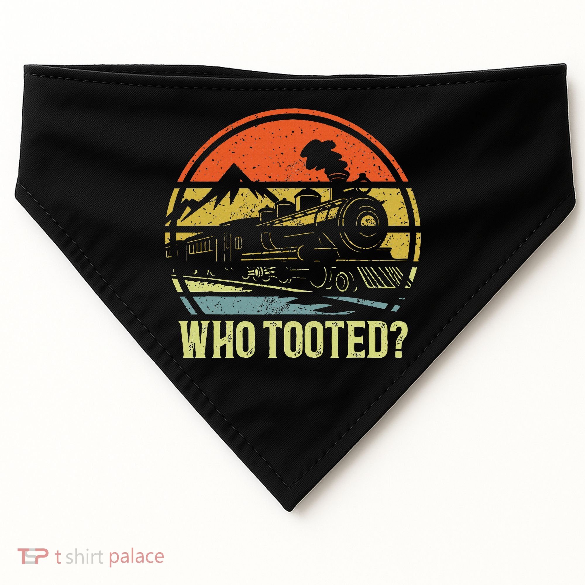 Who Tooted Railroad Trains Lover USA-Made Doggie Bandana
