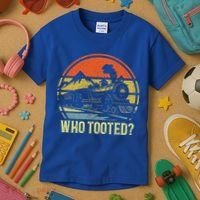 Who Tooted Railroad Trains Lover Kids T-Shirt thumb 3