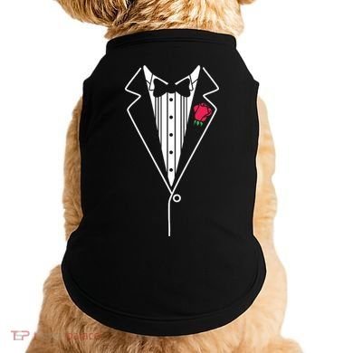 Wedding Tuxedo Red Rose Suit Doggie Tank