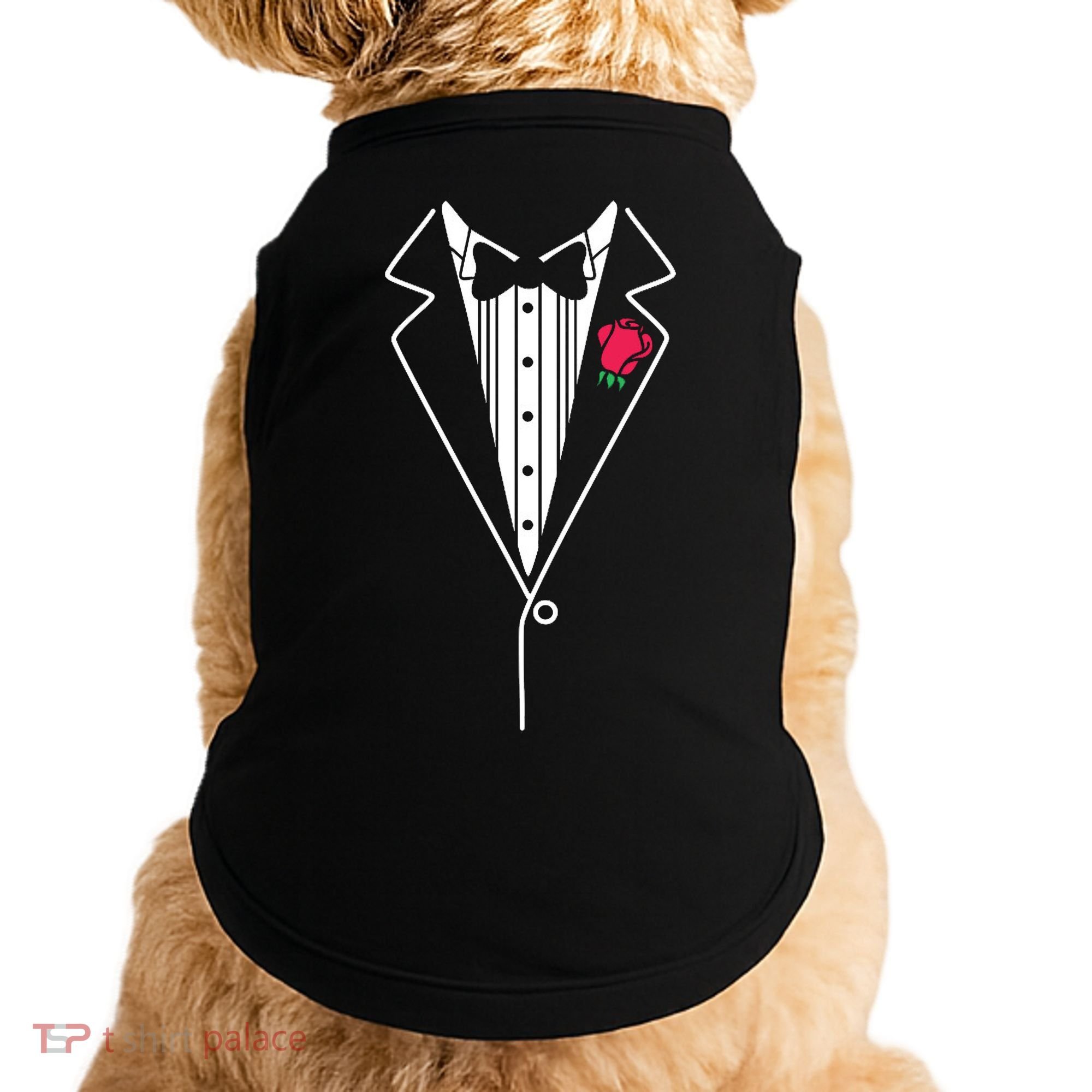 Wedding Tuxedo Red Rose Suit Doggie Tank