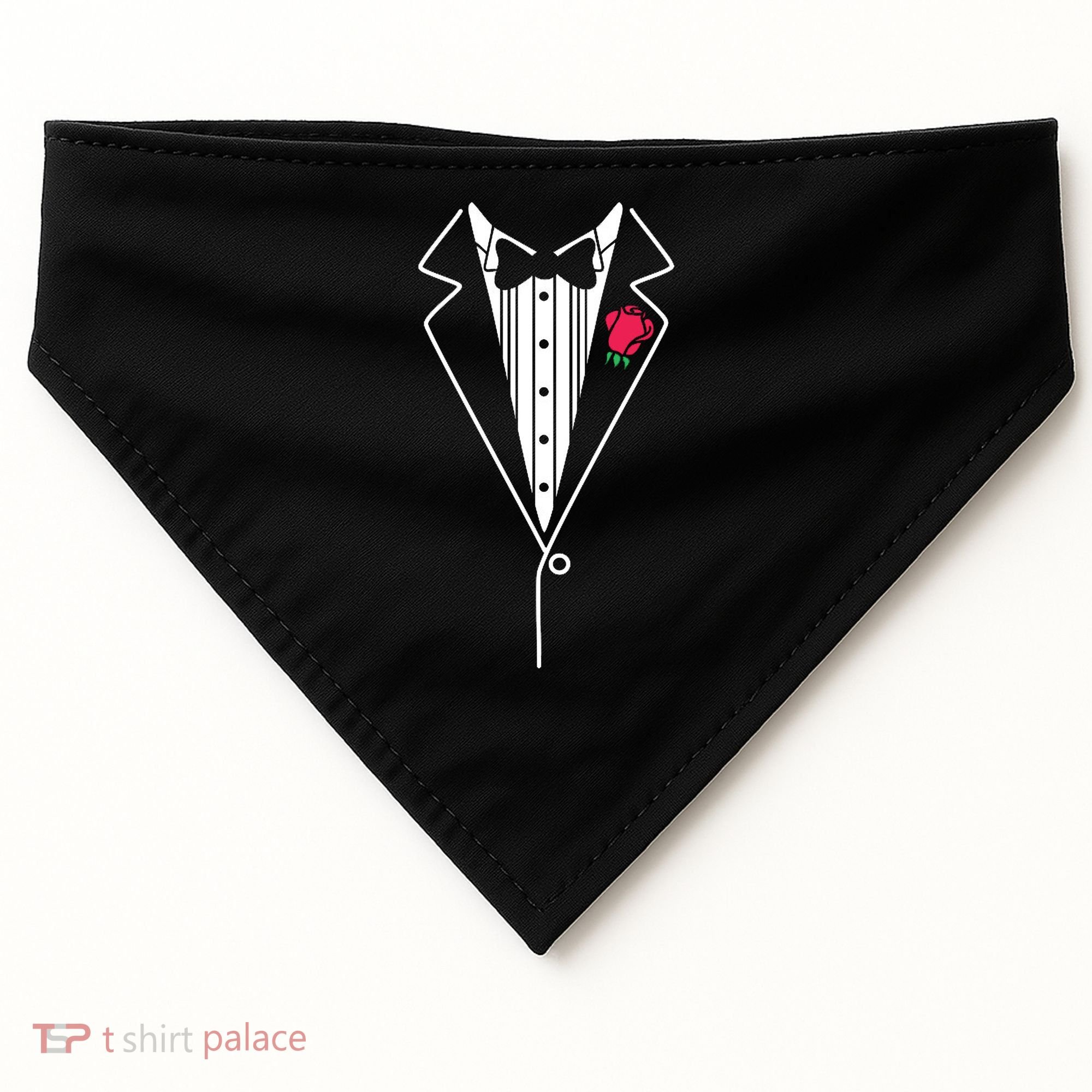 Wedding Tuxedo Red Rose Suit USA-Made Doggie Bandana