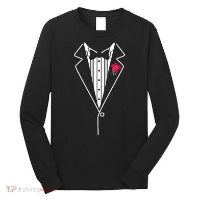 Wedding Tuxedo Red Rose Suit Long Sleeve Shirt