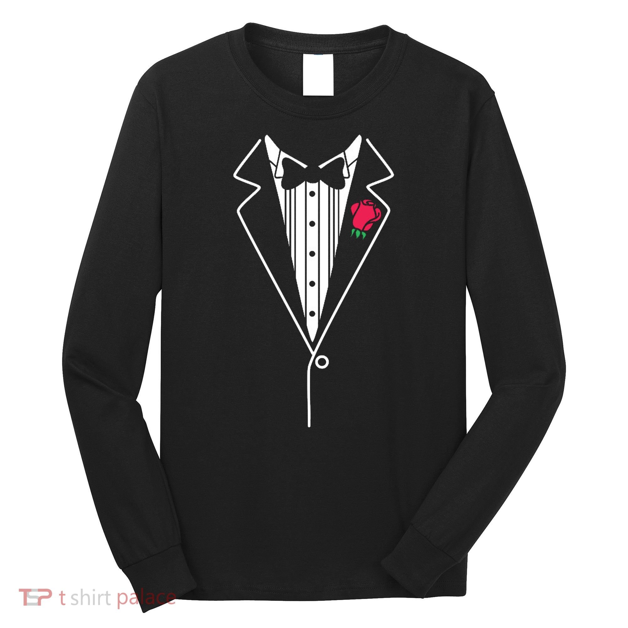 Wedding Tuxedo Red Rose Suit Long Sleeve Shirt