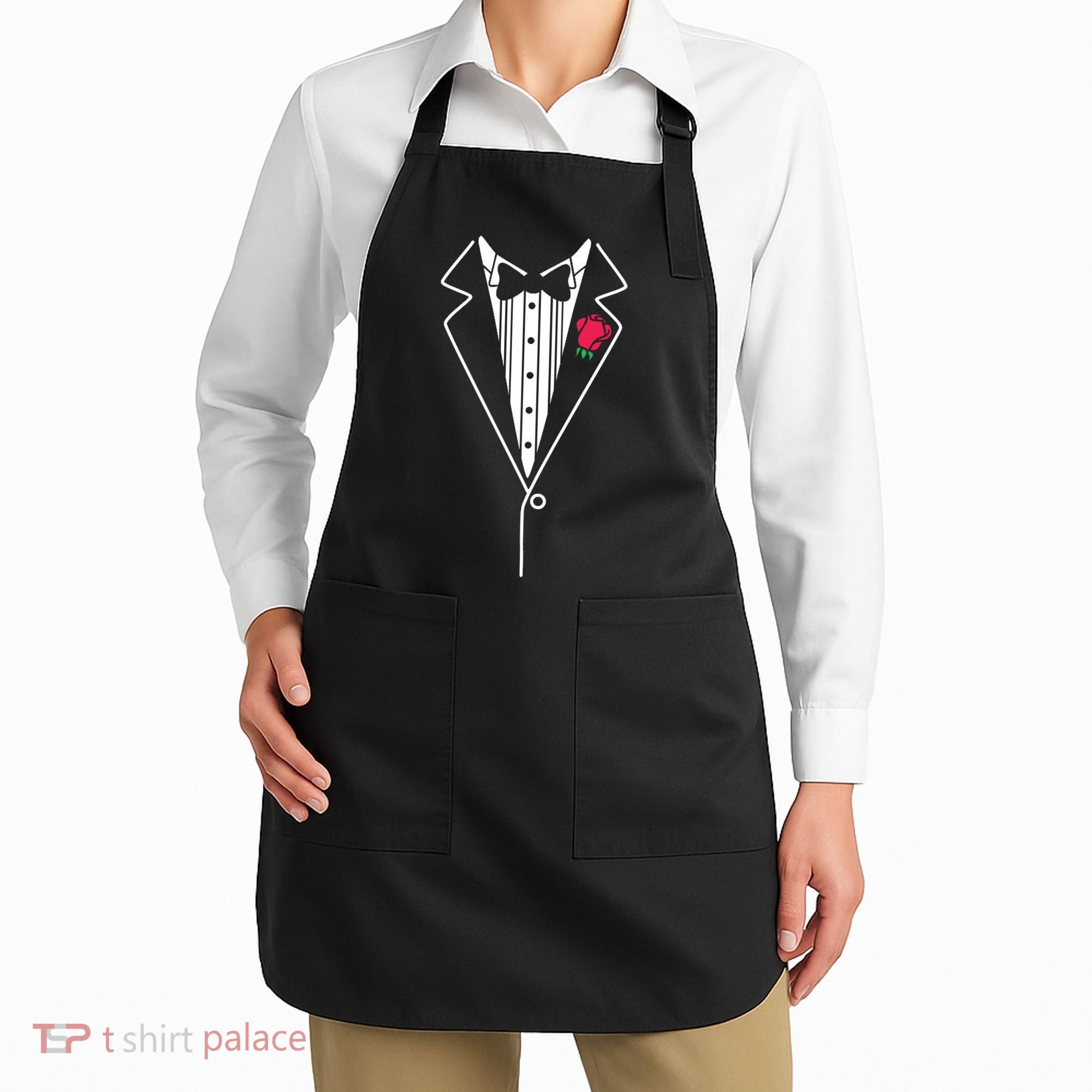 Wedding Tuxedo Red Rose Suit Apron