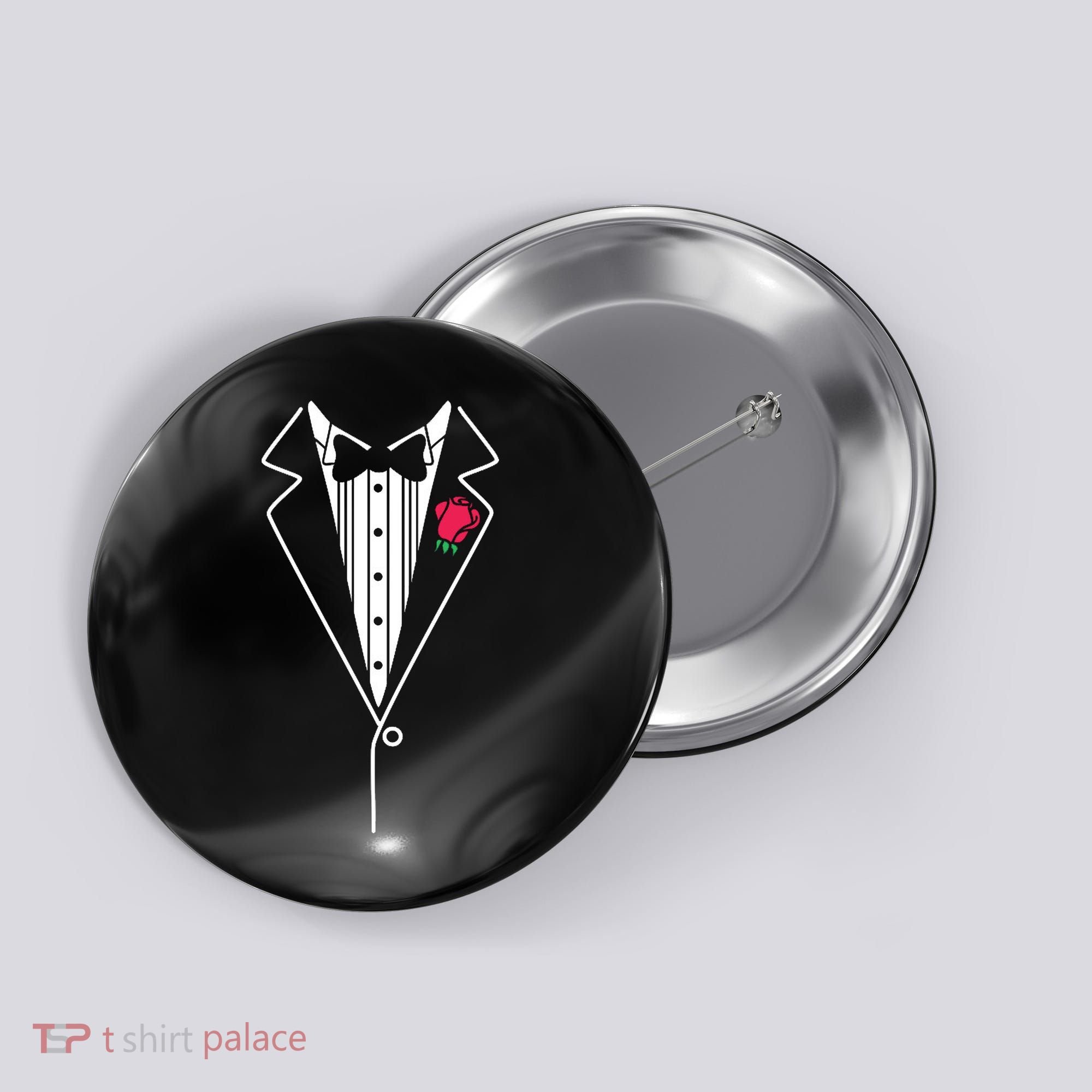 Wedding Tuxedo Red Rose Suit Button