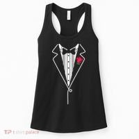 Wedding Tuxedo Red Rose Suit Women's Tank Top thumb 0
