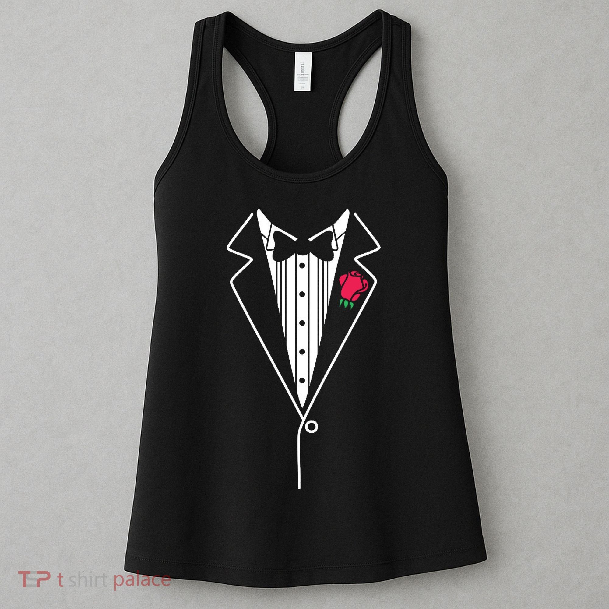 Wedding Tuxedo Red Rose Suit Women's Tank Top