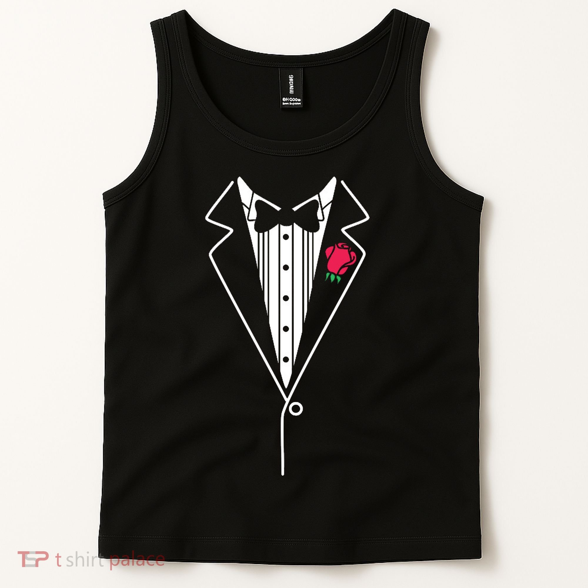 Wedding Tuxedo Red Rose Suit Tank Top