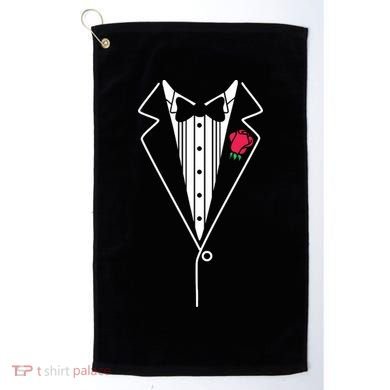 Wedding Tuxedo Red Rose Suit Golf Towel