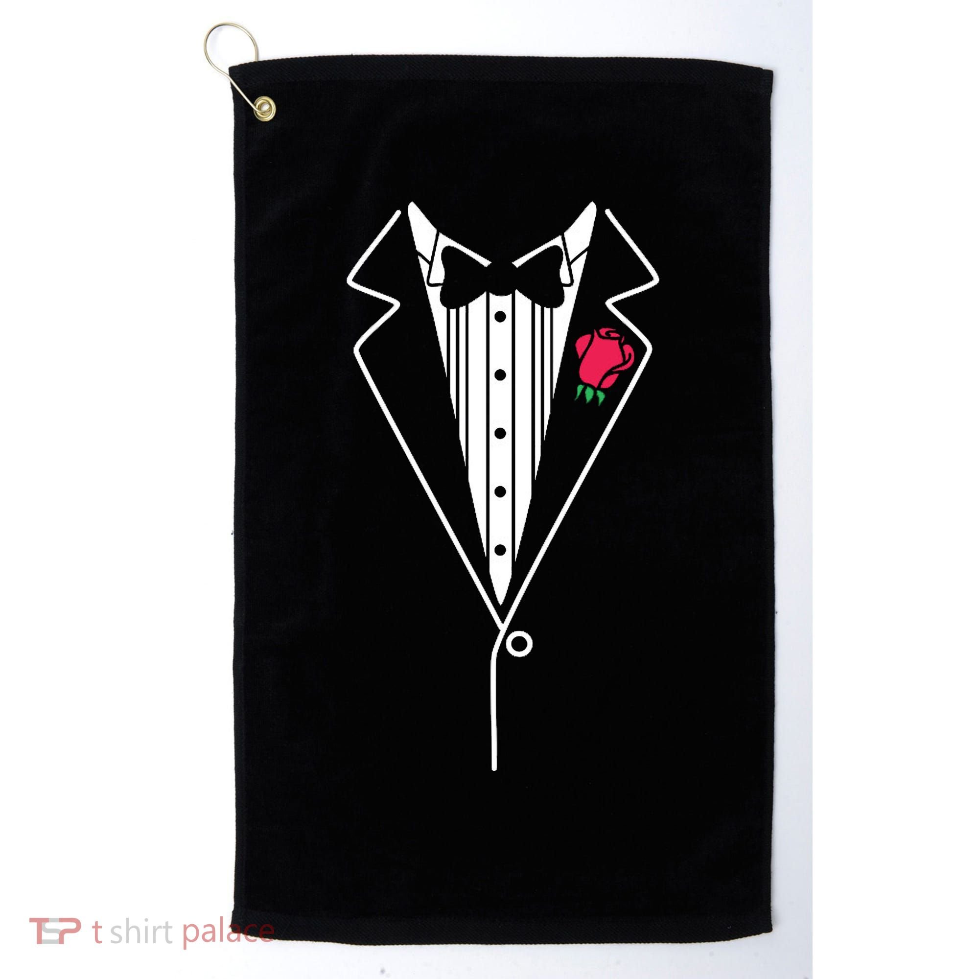 Wedding Tuxedo Red Rose Suit Golf Towel