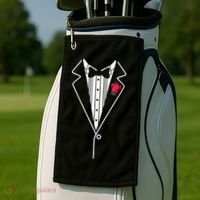 Wedding Tuxedo Red Rose Suit Golf Towel thumb 2