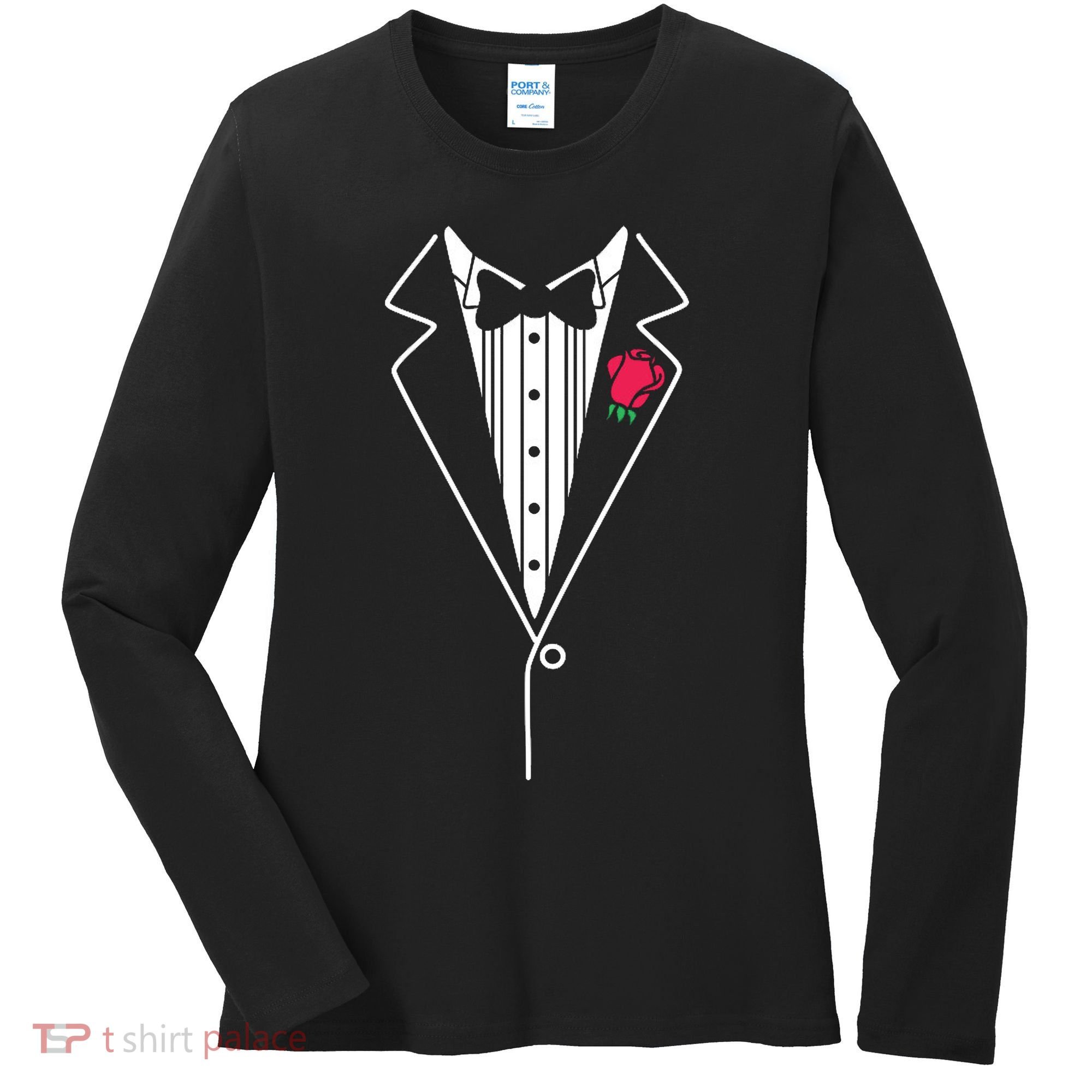 Wedding Tuxedo Red Rose Suit Women's Long Sleeve Shirt