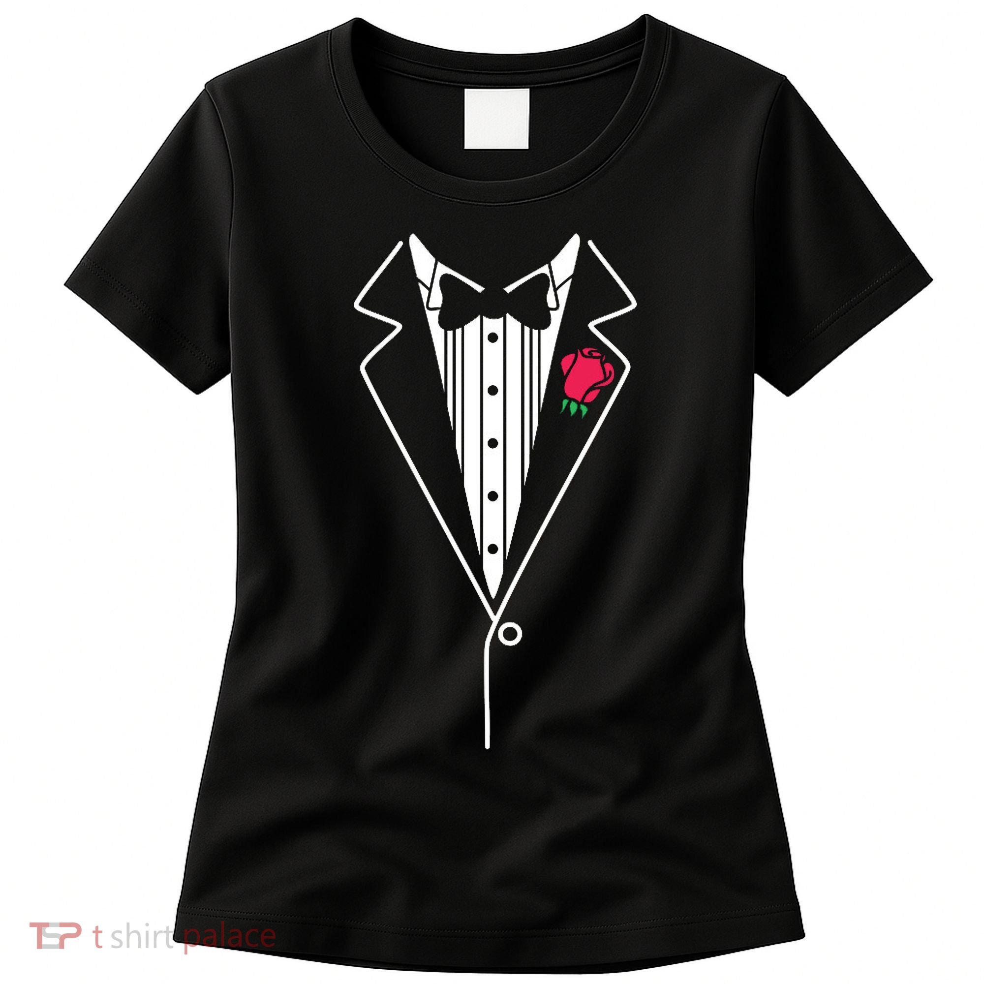 Wedding Tuxedo Red Rose Suit Women's T-Shirt