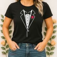 Wedding Tuxedo Red Rose Suit Women's T-Shirt thumb 2