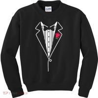 Wedding Tuxedo Red Rose Suit Kids Sweatshirt thumb 0