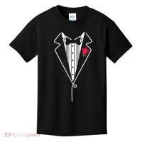 Wedding Tuxedo Red Rose Suit Kids T-Shirt thumb 0