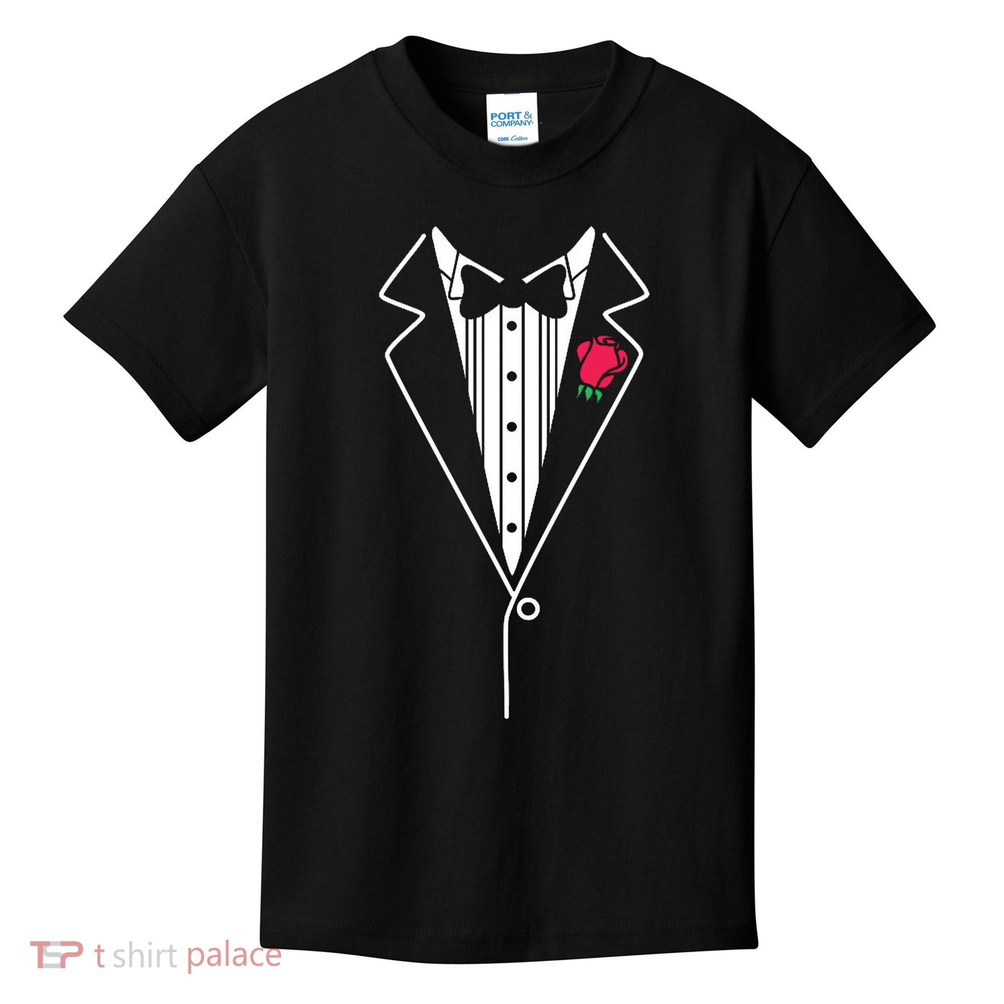 Wedding Tuxedo Red Rose Suit Kids T-Shirt